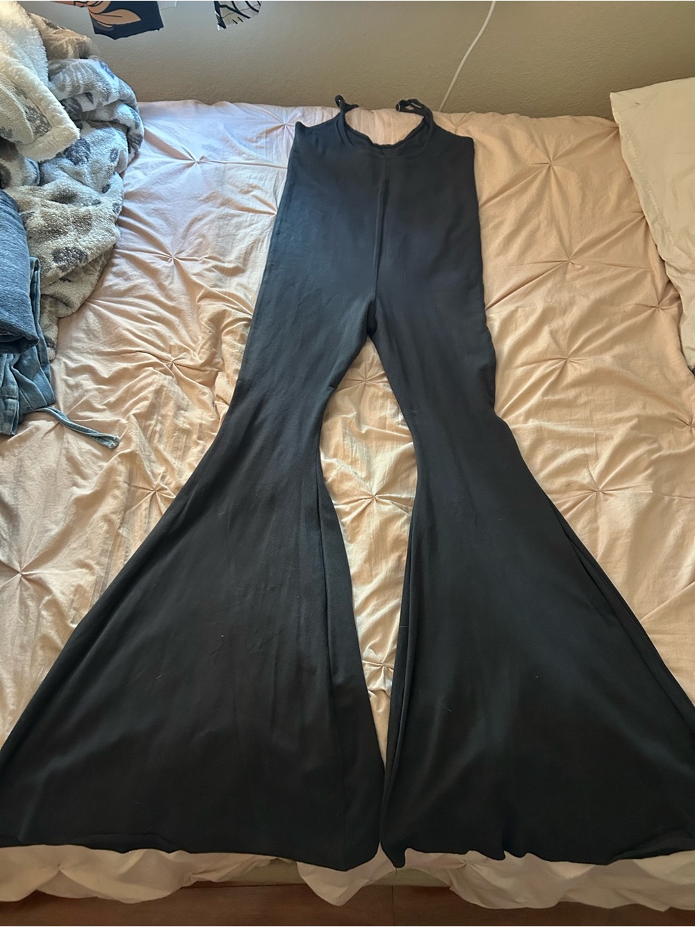 Etsy Kangaroo Pocket Stretchy Organic Cotton Flare Bell Bottom Jumpsuit - Picture 6 of 10